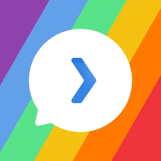 An icon that looks like a chat bubble popping out of a pride flag.