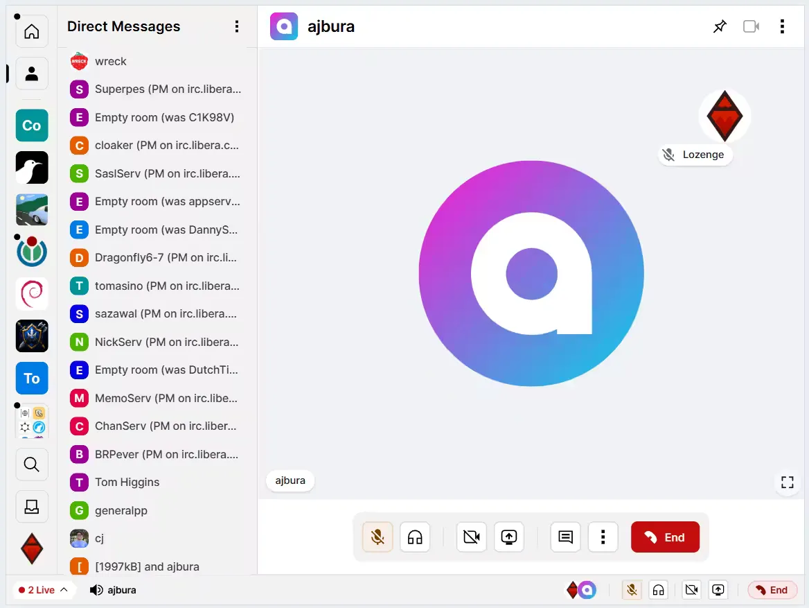 A screenshot showing a call being placed in Cinny