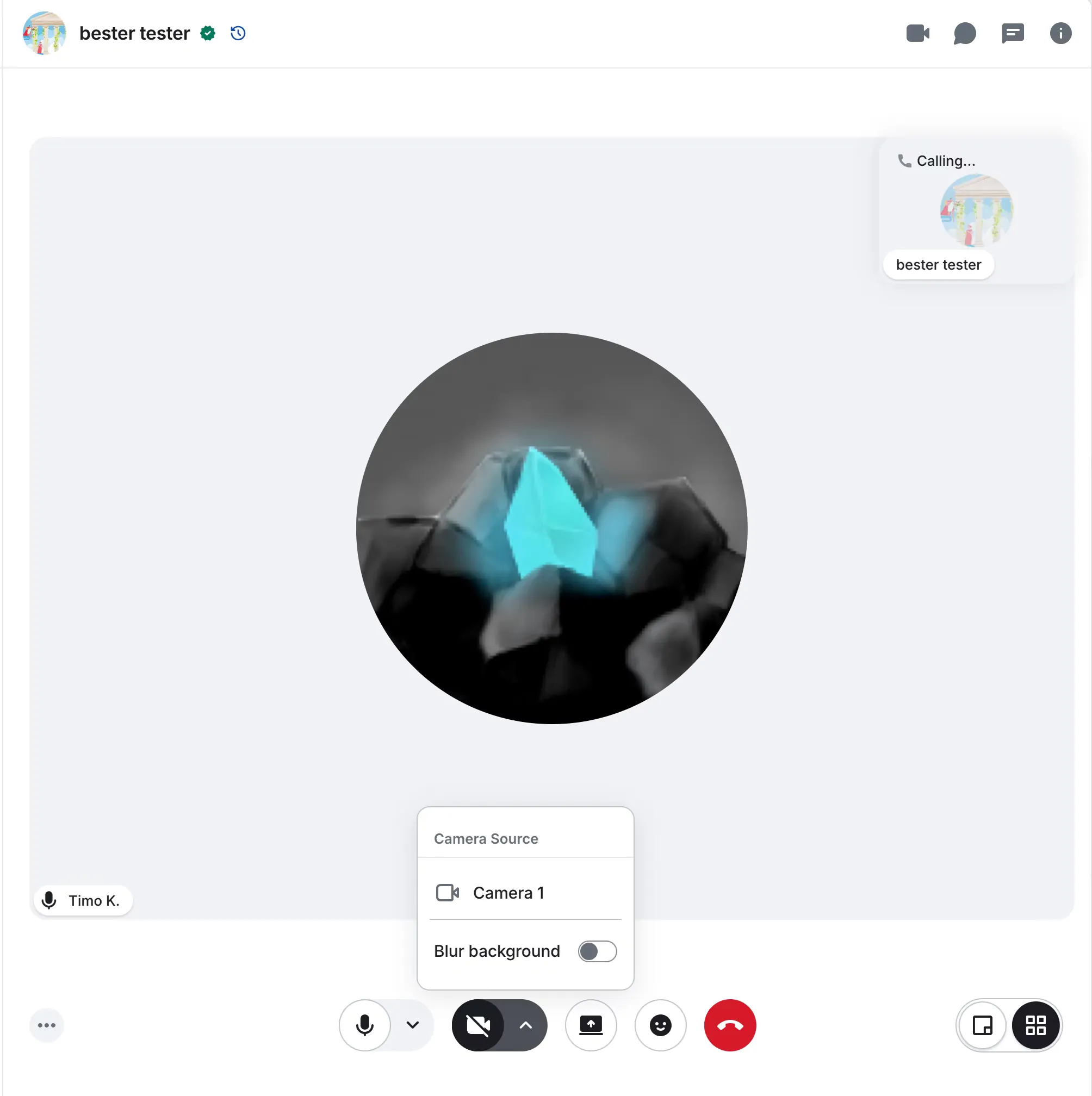 A screenshot showing a pop up menu letting the user choose their device during an Element call.