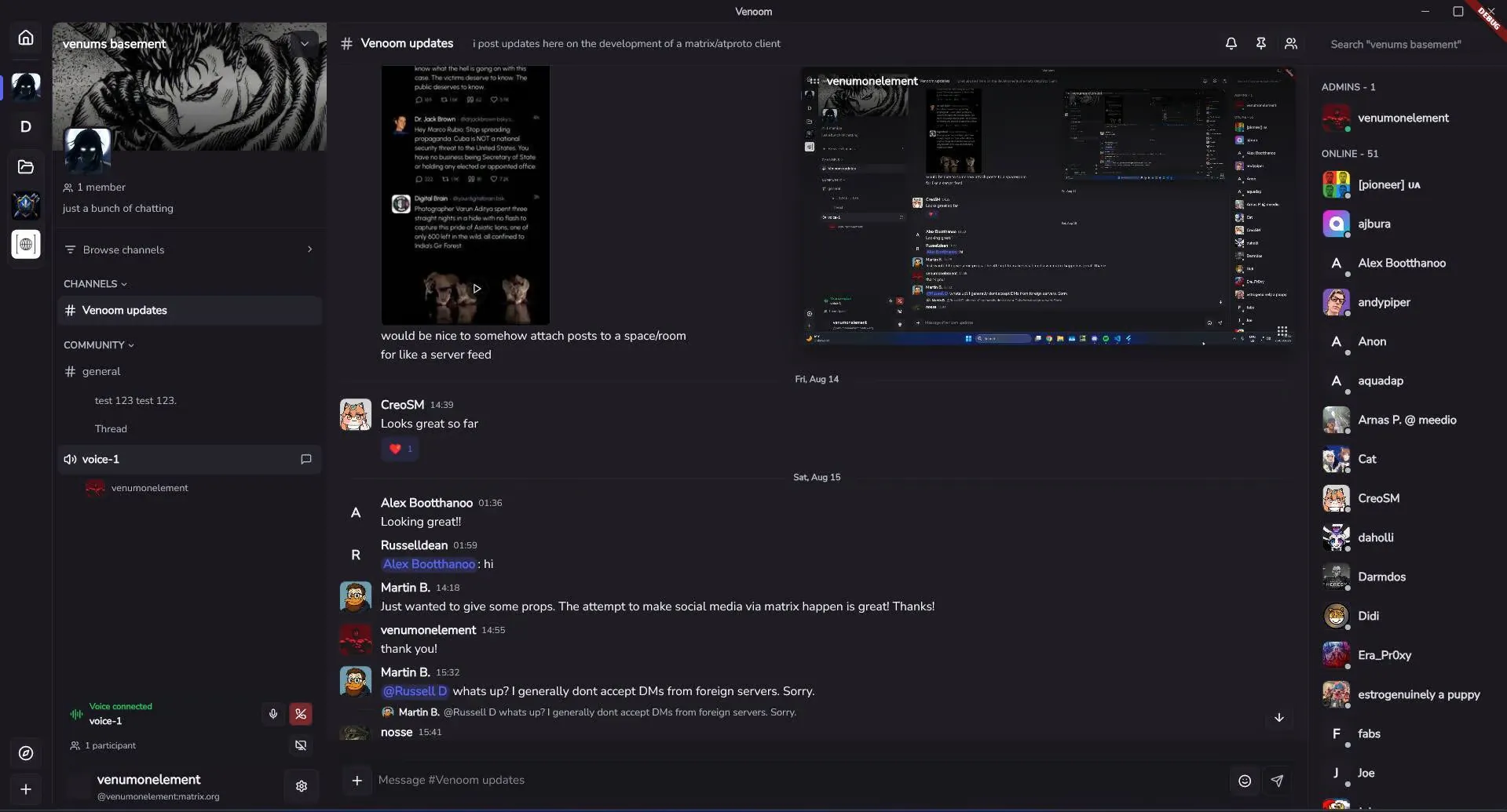 The Venoom user interface