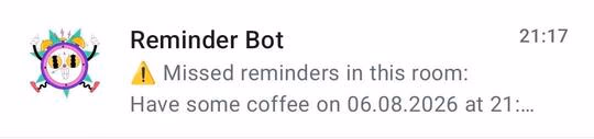 A list of missed reminders